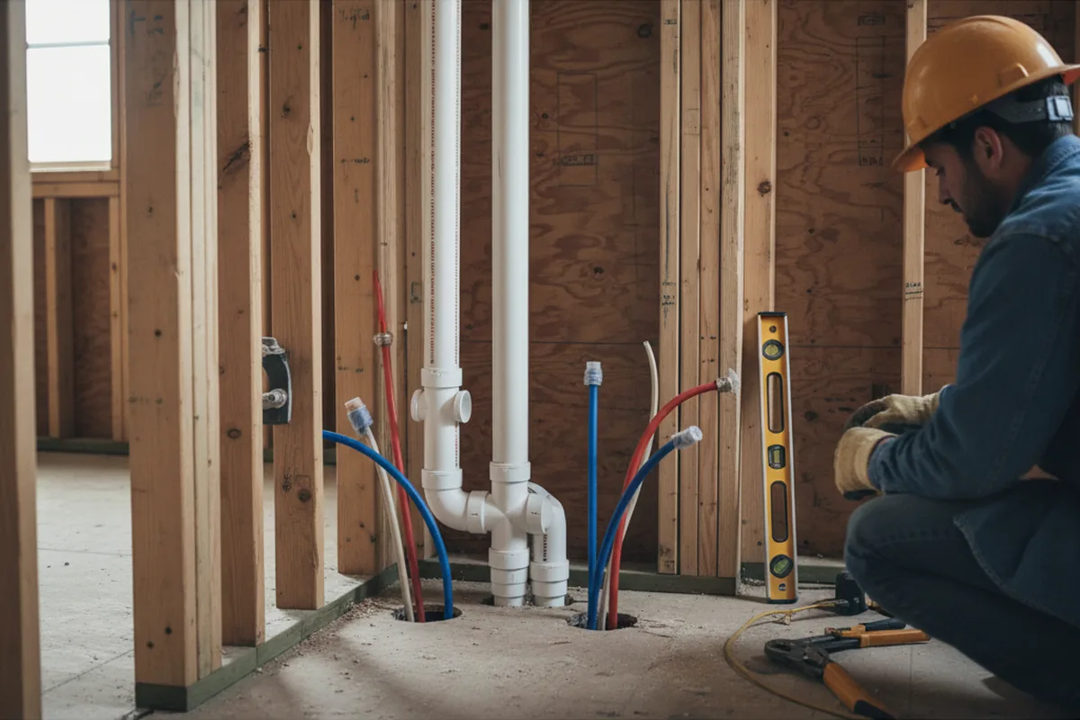 Drain and supply rough-in during Sump Pump Repair in Oakdale
